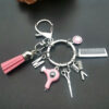 Hairstylist Gift Scissors Hair Dryer Comb Keychain With Initial Letter A-Z