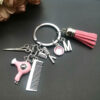 Hair Stylist Keychain Scissors Hair Dryer Comb A-Z Letter Charms