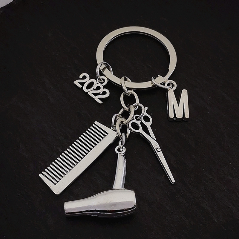 keusn hairdressing scissors, hair dryer, comb, keychain w