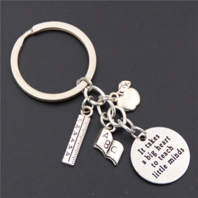 Best Teacher Gifts - Ruler Apple Book Charms Teacher Keychain