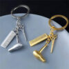 Fashion Hairdresser Keychain Hair Dryer Scissor Comb Charm Keychain