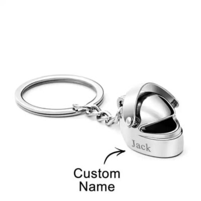 Personalized Motorcycle Keychain Metal Motorbike Helmet Keyring